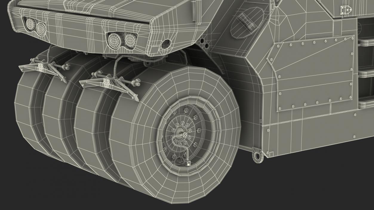 Pneumatic Tyred Roller Compactor Rigged 3D model