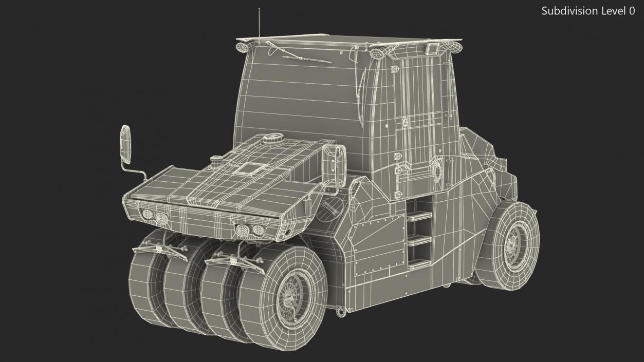 Pneumatic Tyred Roller Compactor Rigged 3D model