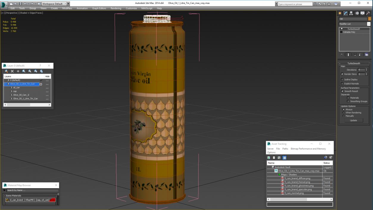 3D model Olive Oil 1 Litre Tin Can