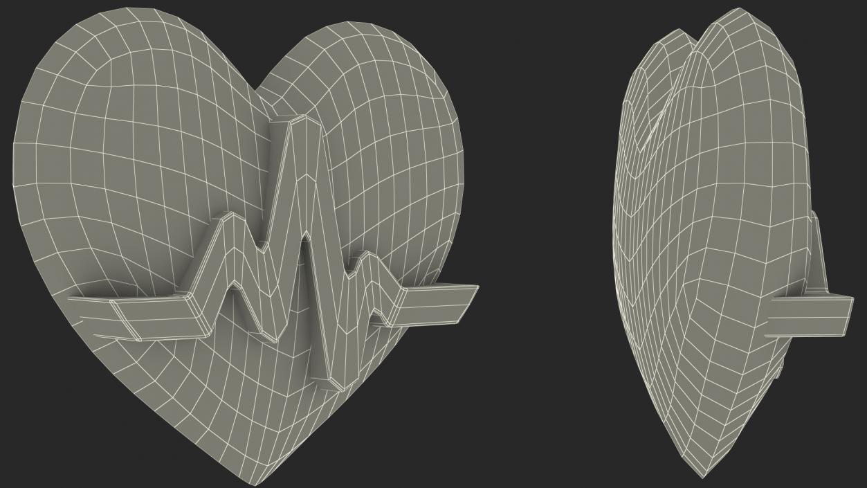 3D model Heart with Heartbeat Line