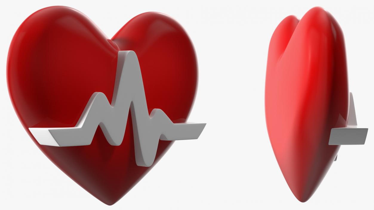 3D model Heart with Heartbeat Line