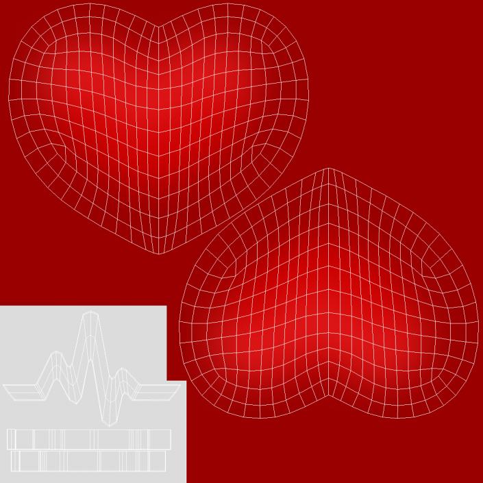 3D model Heart with Heartbeat Line