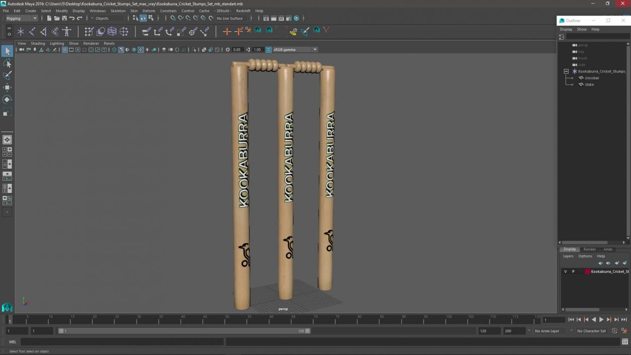 Kookaburra Cricket Stumps Set 3D model