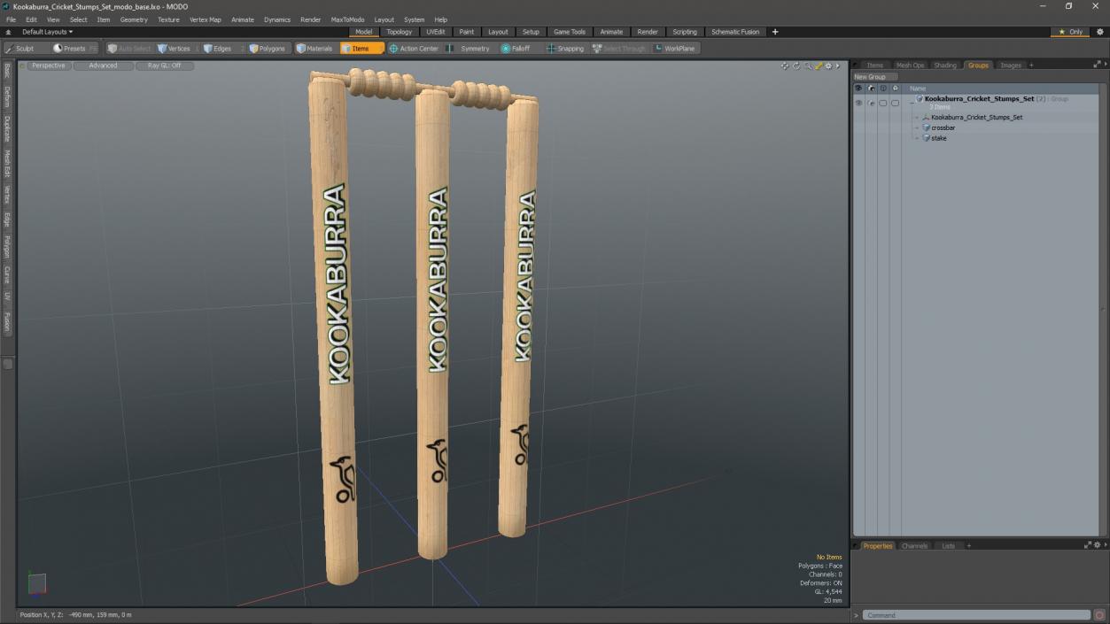 Kookaburra Cricket Stumps Set 3D model