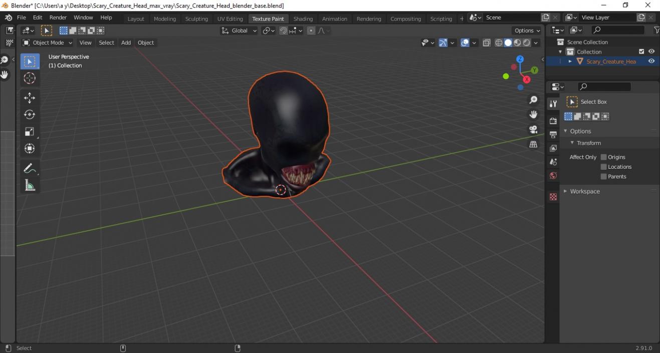 Scary Creature Head 3D model