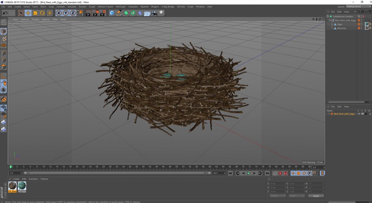 Bird Nest with Eggs 3D model