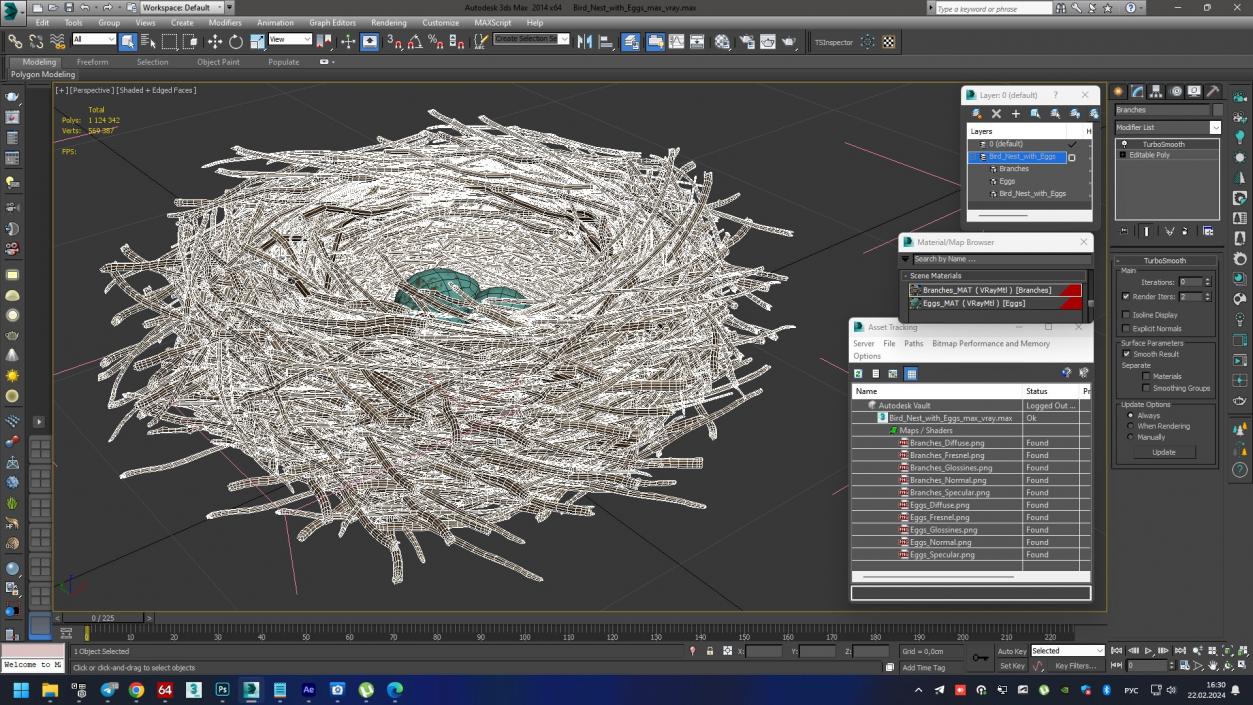 Bird Nest with Eggs 3D model