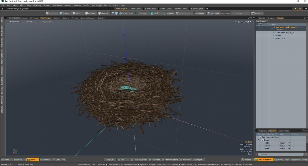 Bird Nest with Eggs 3D model