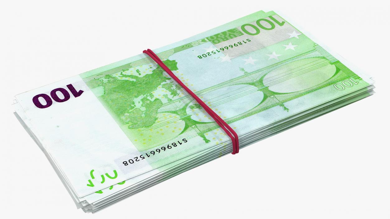 Bundle of 100 Euro Banknotes Bills 3D model