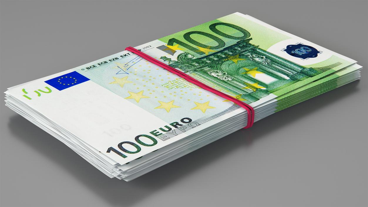 Bundle of 100 Euro Banknotes Bills 3D model