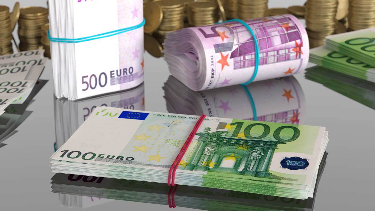 Bundle of 100 Euro Banknotes Bills 3D model