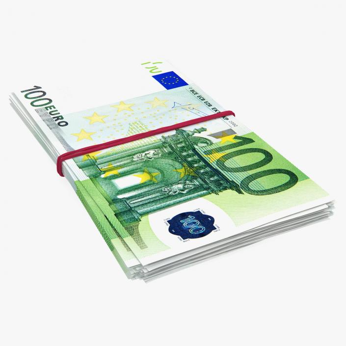 Bundle of 100 Euro Banknotes Bills 3D model