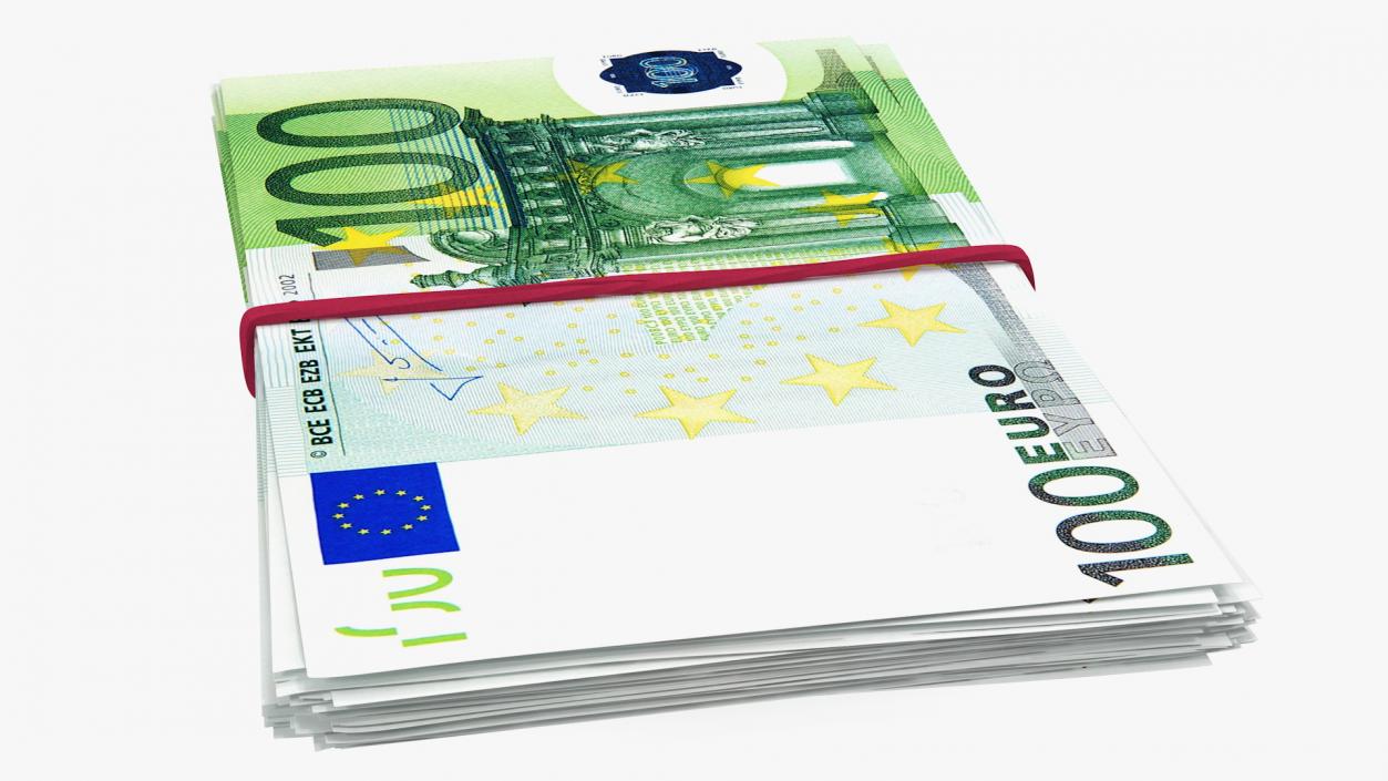 Bundle of 100 Euro Banknotes Bills 3D model