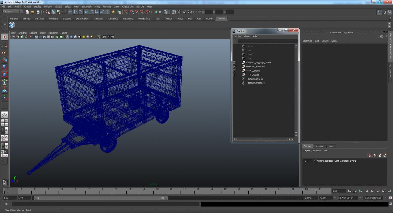 3D Airport Baggage Cart Covered model