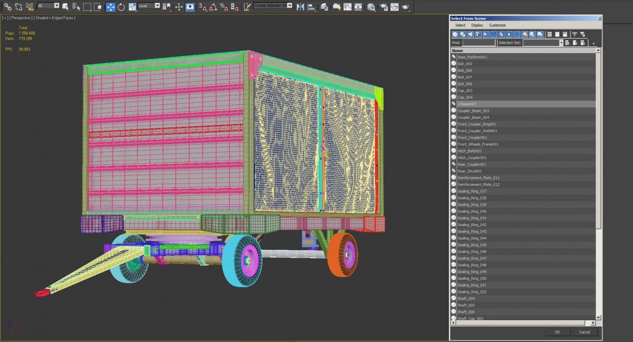 3D Airport Baggage Cart Covered model