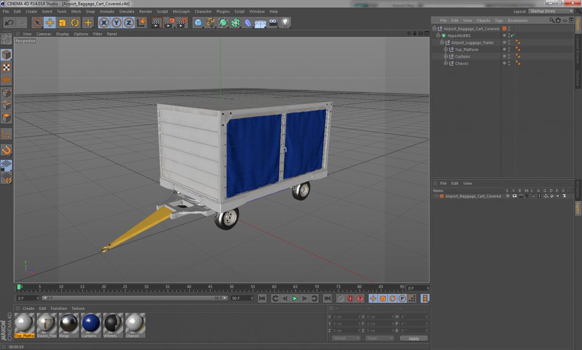 3D Airport Baggage Cart Covered model