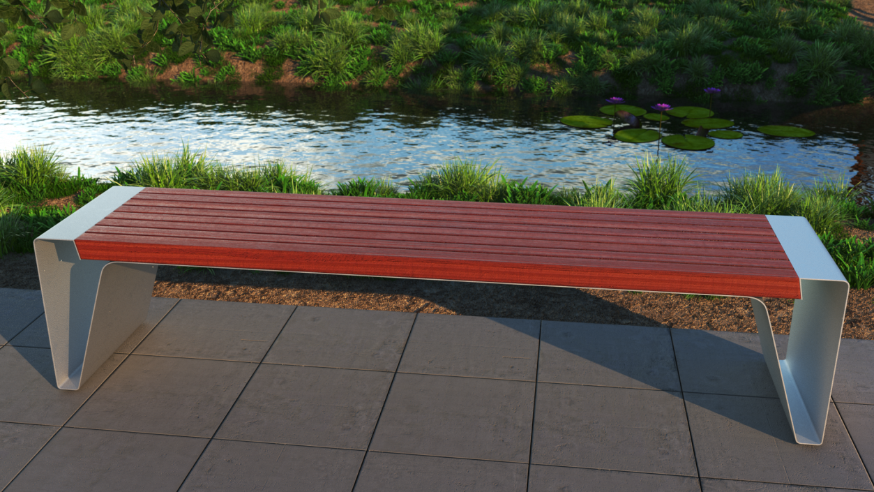 3D Steel Park Bench Radium model