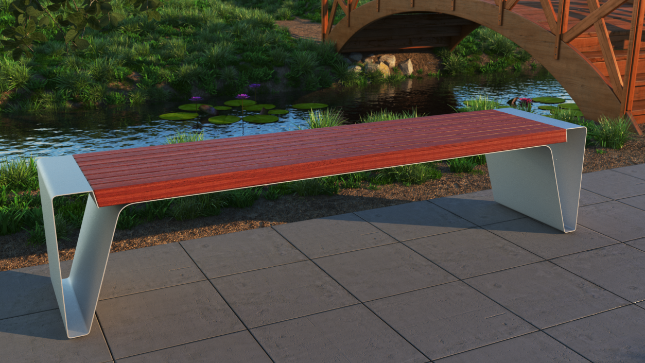 3D Steel Park Bench Radium model