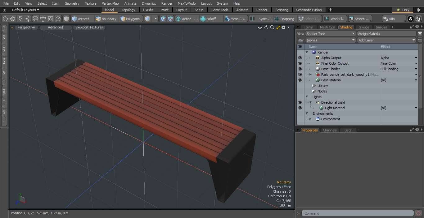 3D Steel Park Bench Radium model