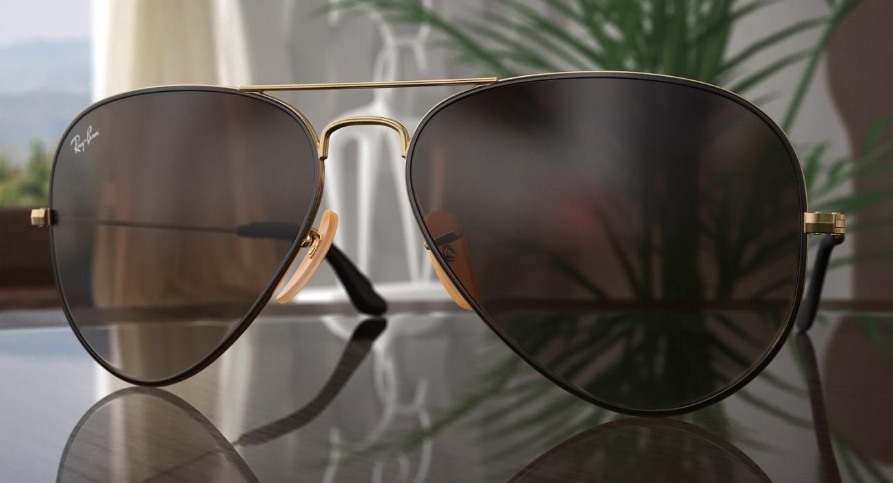 Sunglasses Ray Ban Aviator Brown 3D