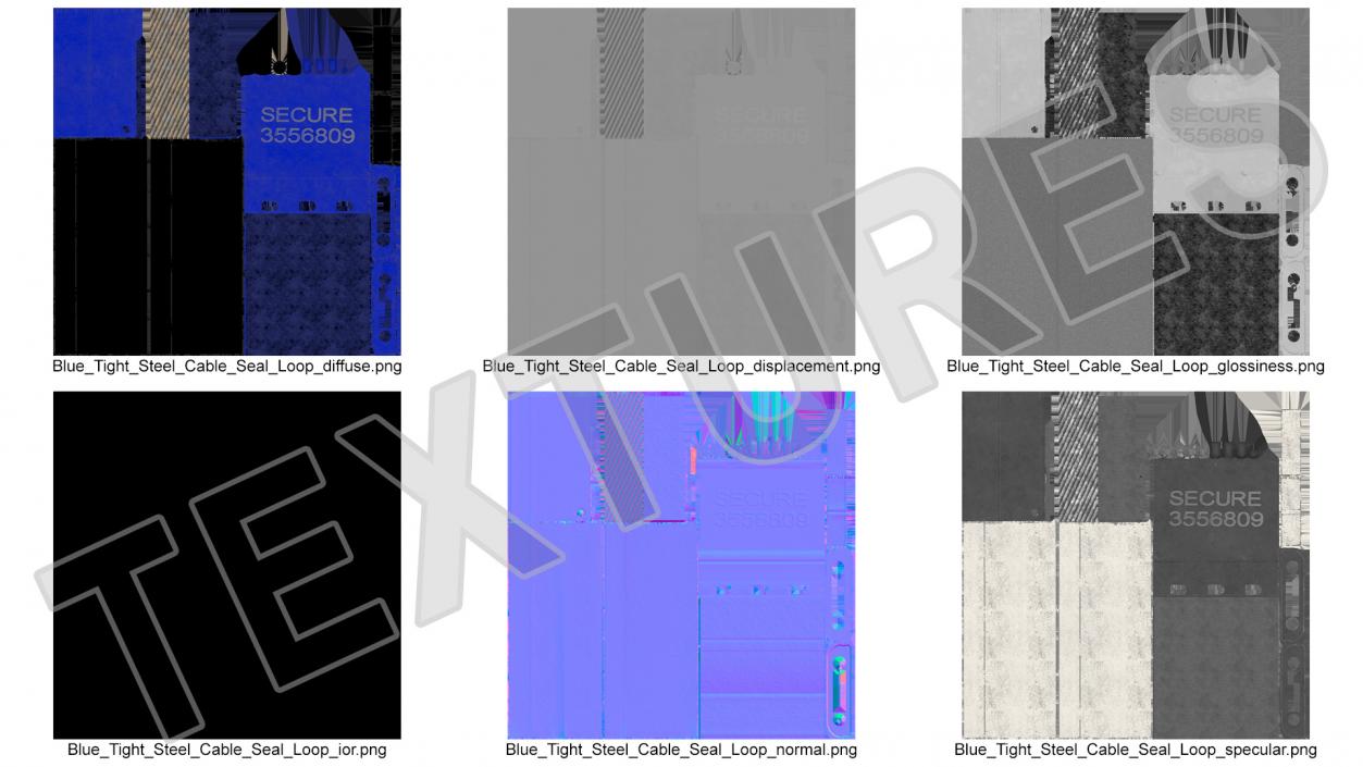 3D model Blue Tight Steel Cable Seal Loop(1)