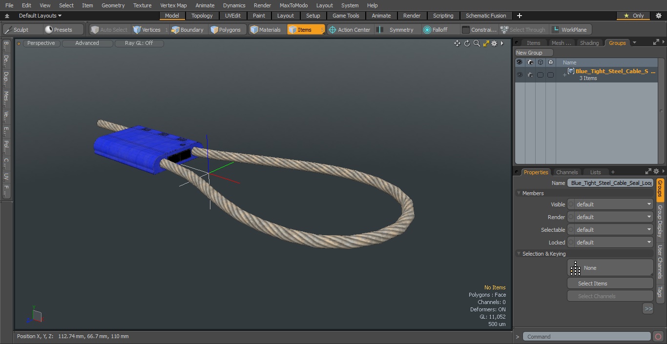 3D model Blue Tight Steel Cable Seal Loop(1)