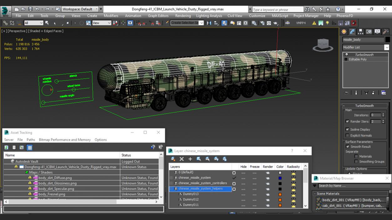 Dongfeng-41 ICBM Launch Vehicle Dusty Rigged 3D model