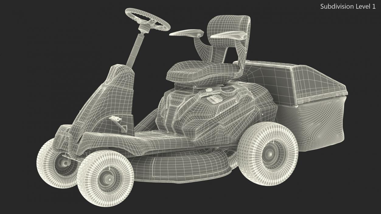 3D Electric Riding Lawn Mower with Bagger model