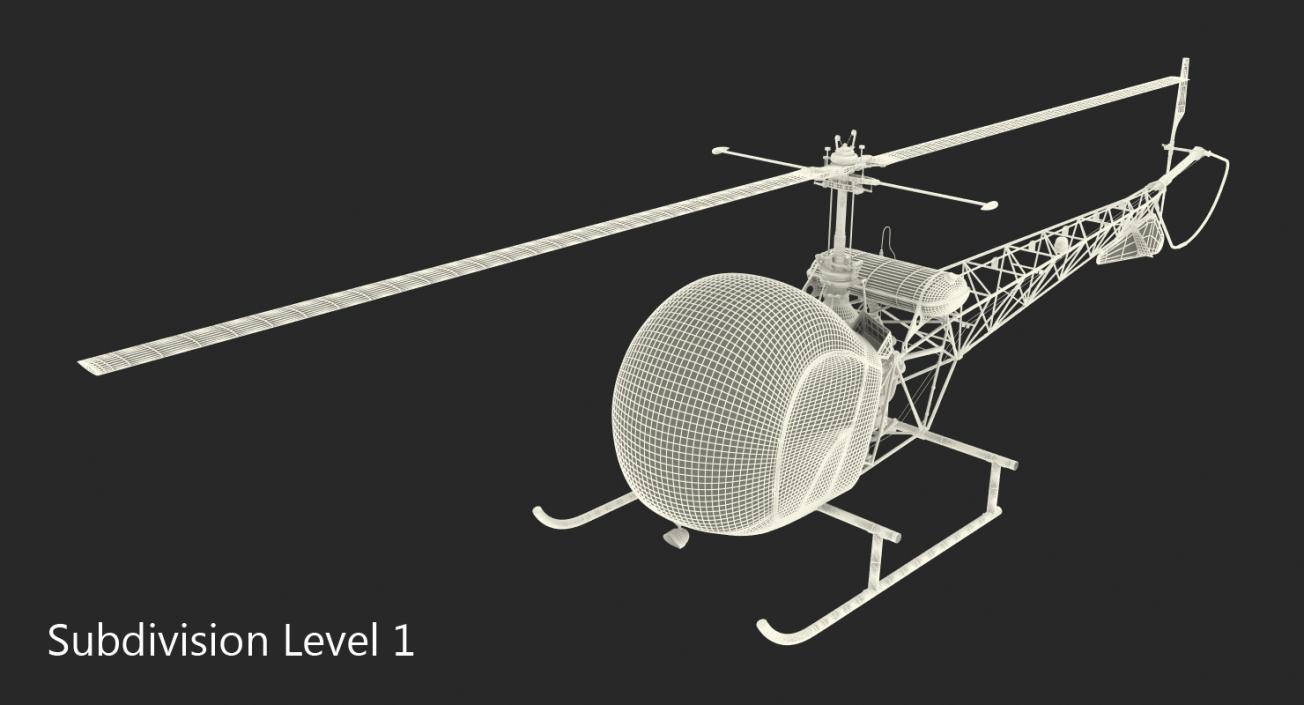 Light Helicopter Bell 47 Millitary 3D model