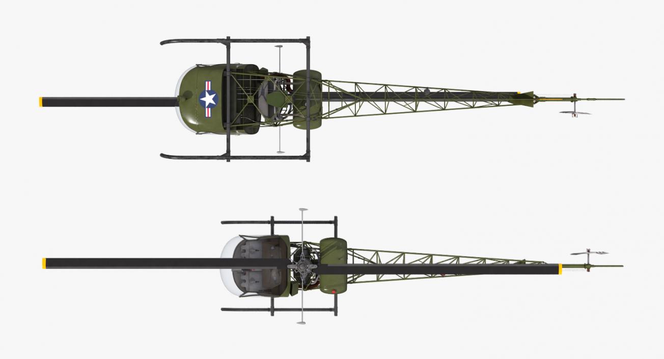 Light Helicopter Bell 47 Millitary 3D model