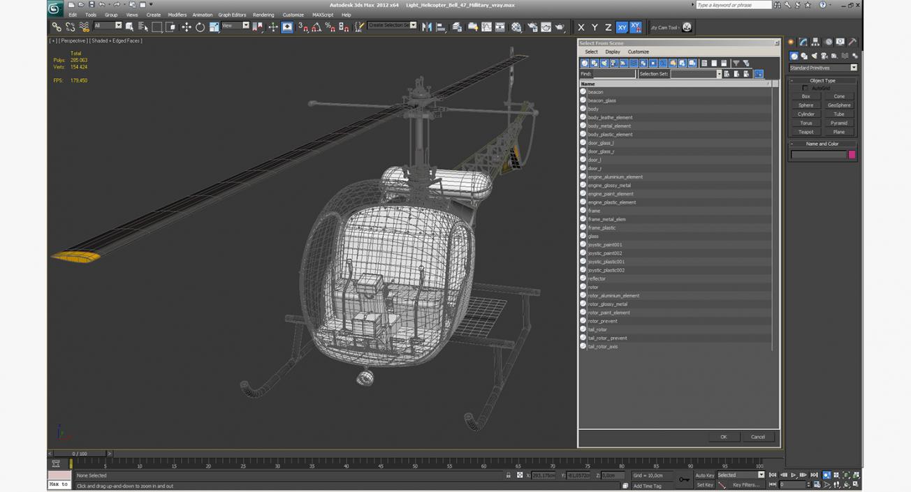 Light Helicopter Bell 47 Millitary 3D model