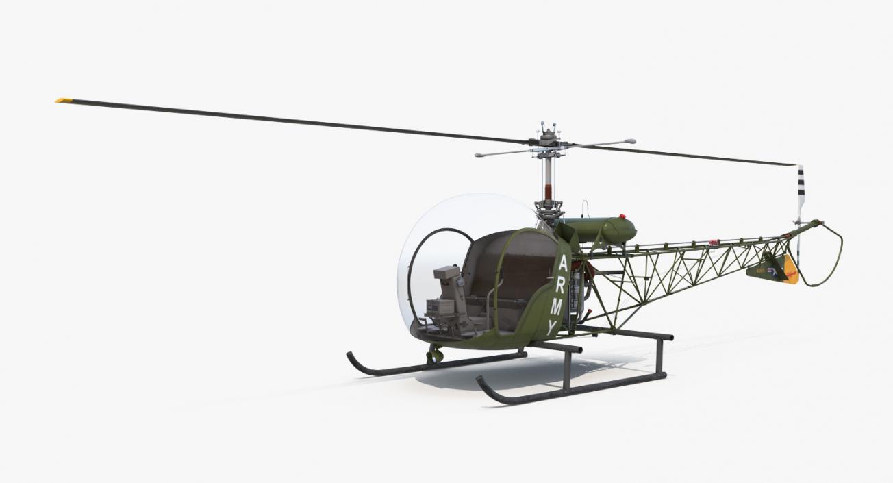 Light Helicopter Bell 47 Millitary 3D model