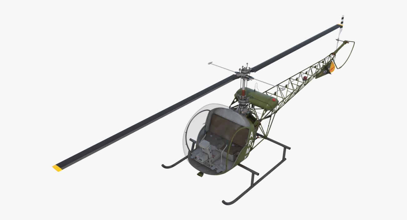 Light Helicopter Bell 47 Millitary 3D model