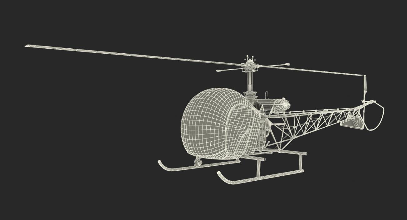 Light Helicopter Bell 47 Millitary 3D model