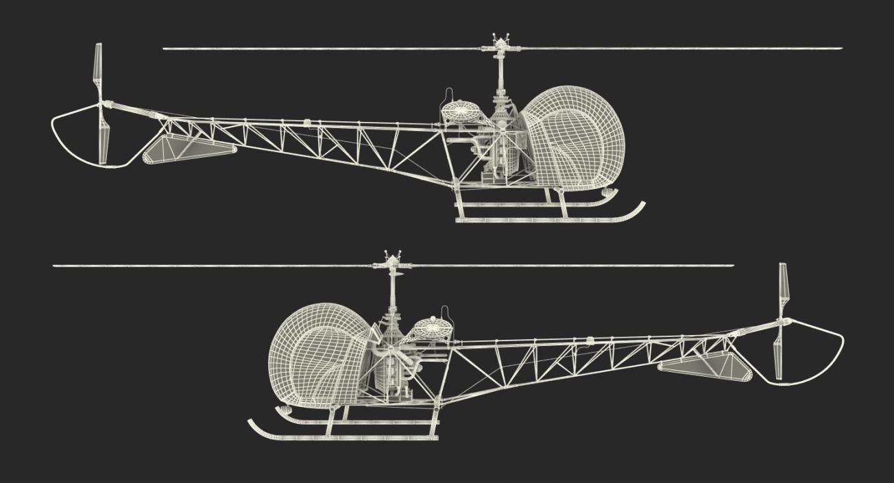 Light Helicopter Bell 47 Millitary 3D model