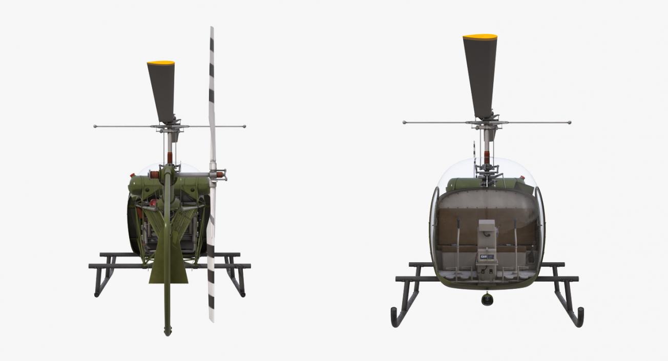 Light Helicopter Bell 47 Millitary 3D model