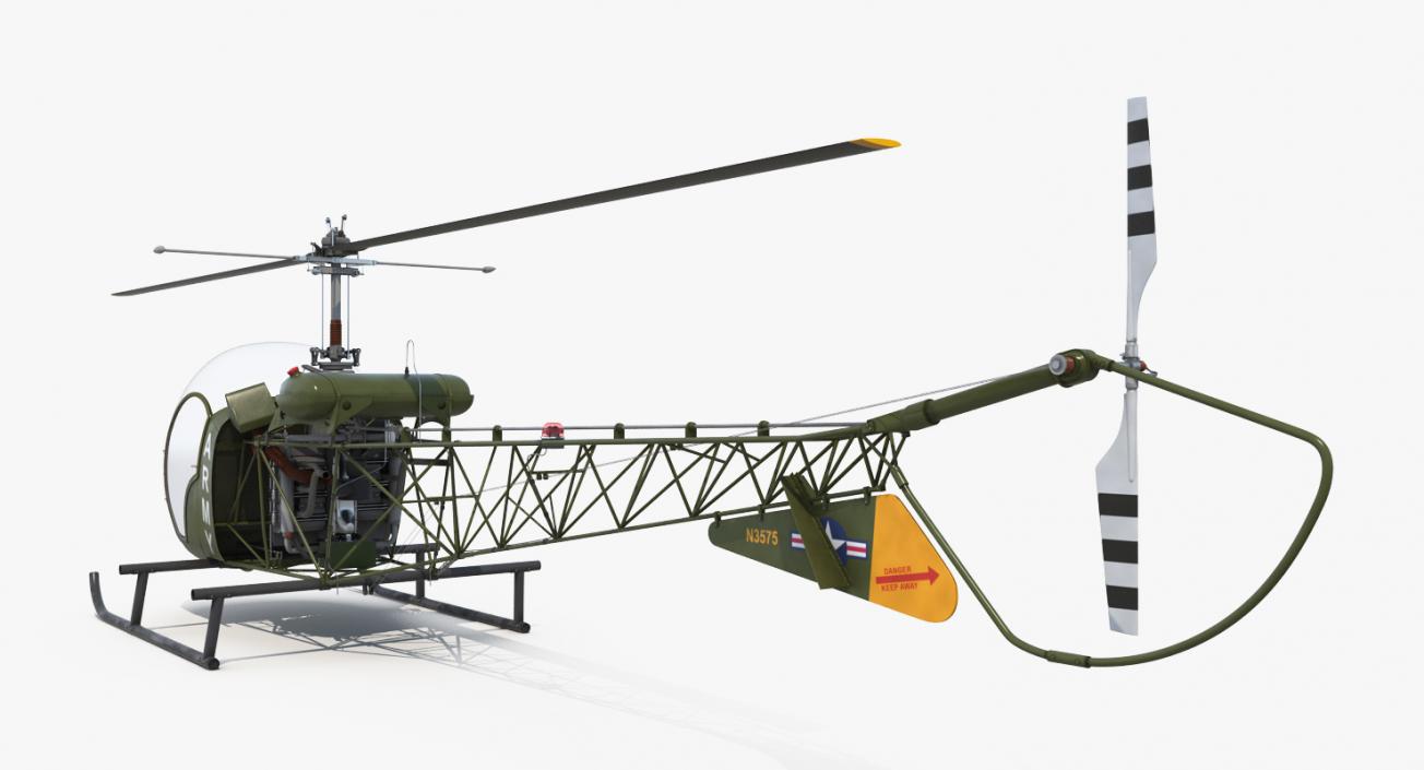 Light Helicopter Bell 47 Millitary 3D model