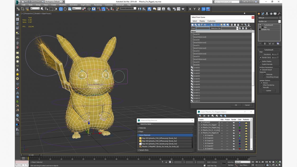 3D Pikachu Fur Rigged model