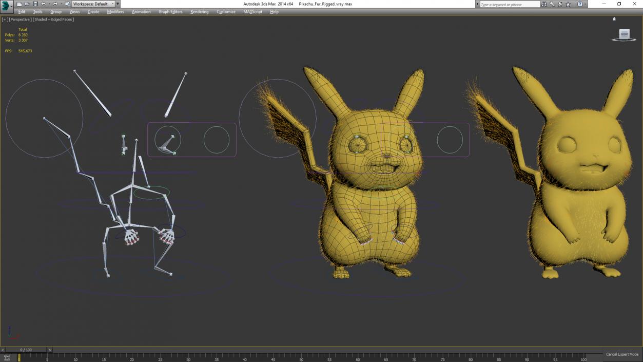 3D Pikachu Fur Rigged model