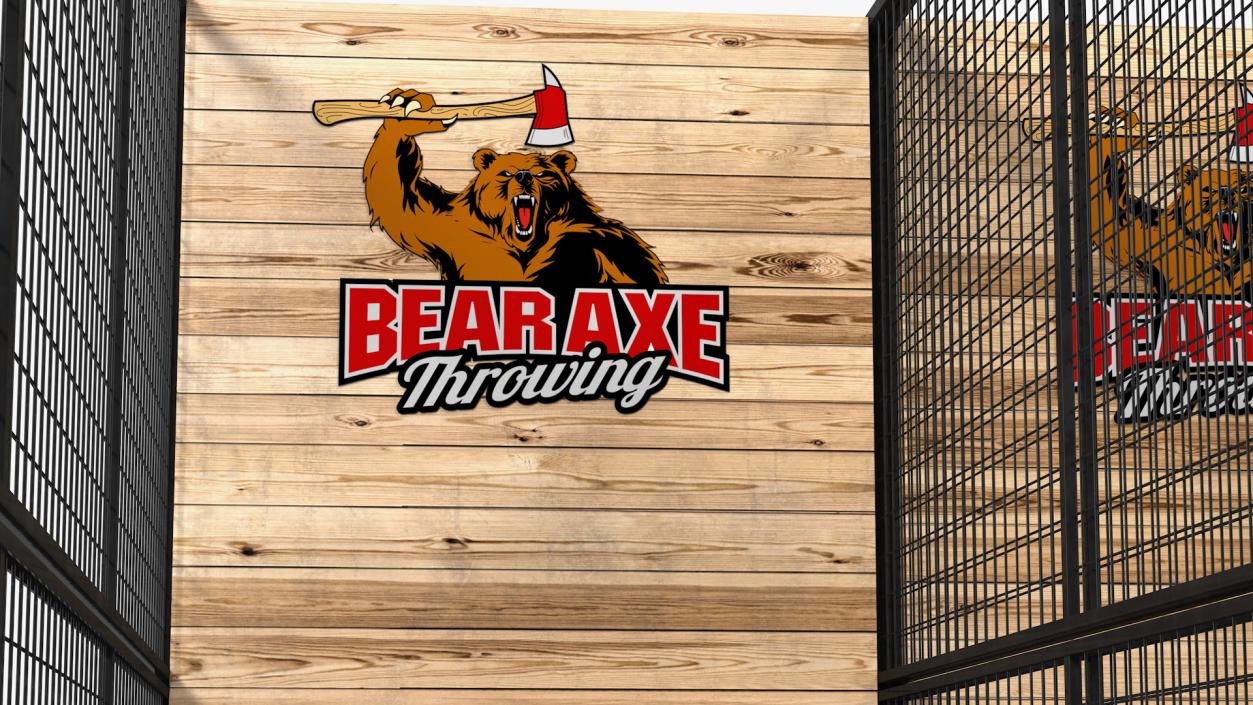 3D Bear Axe Throwing Range model