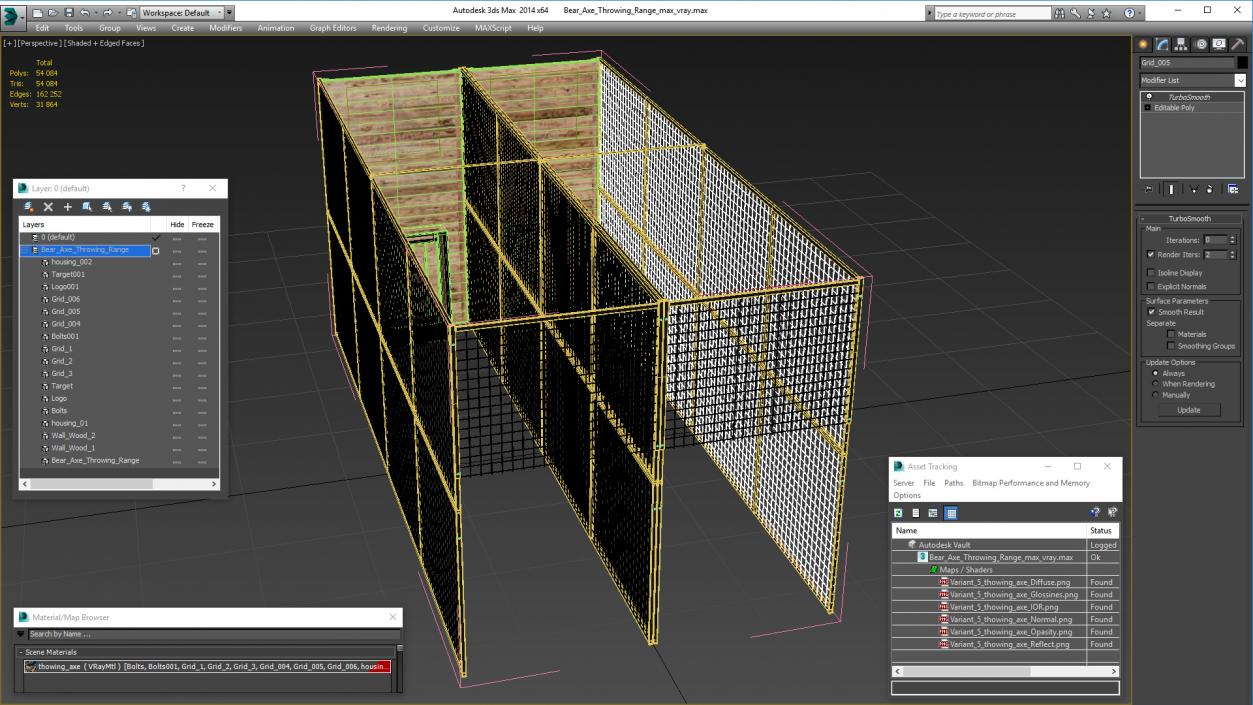 3D Bear Axe Throwing Range model