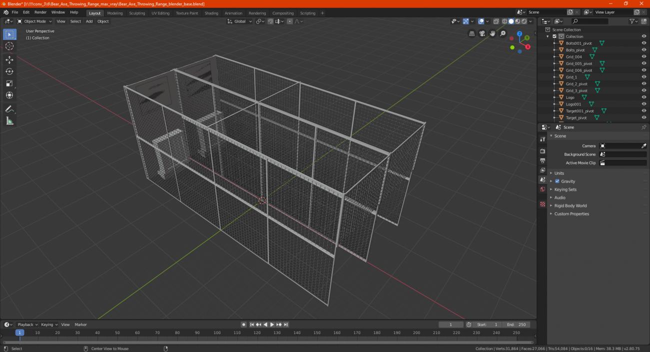 3D Bear Axe Throwing Range model