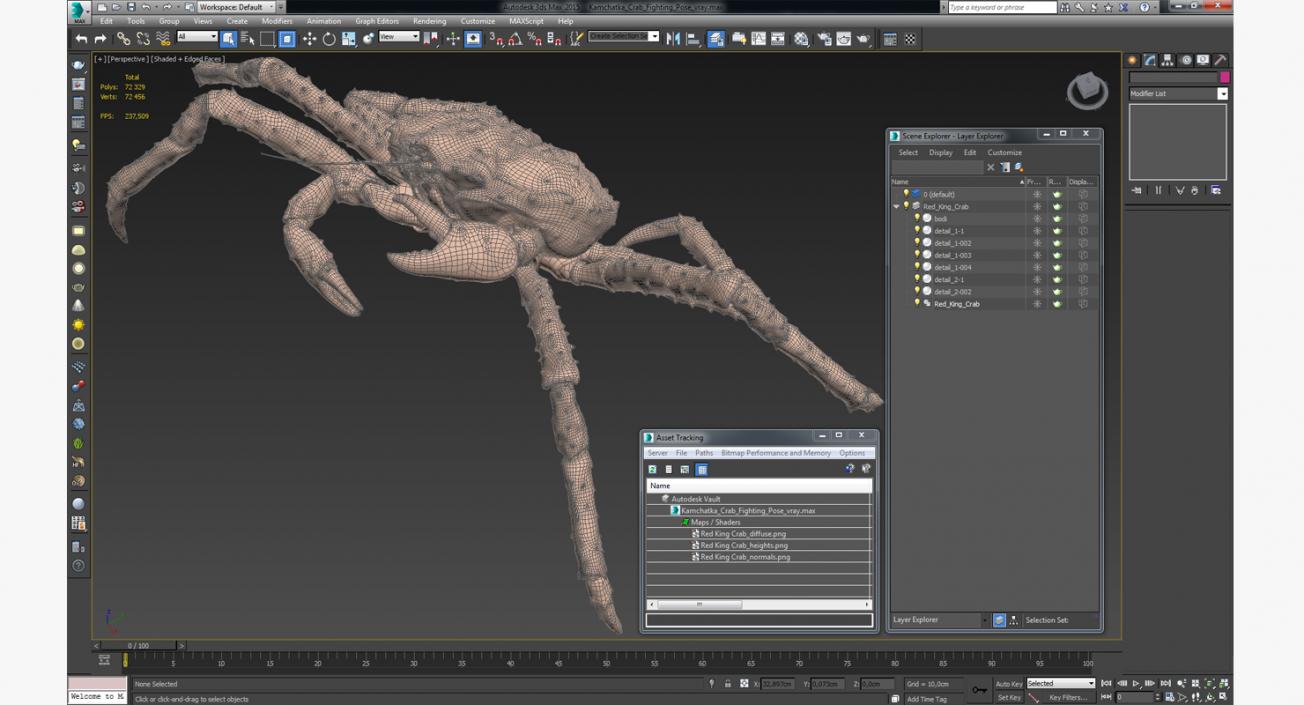 3D Kamchatka Crab Fighting Pose model