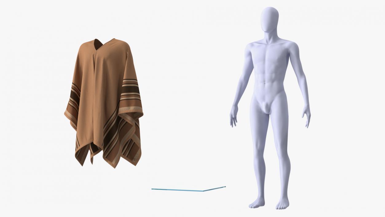 3D Brown Striped Poncho on Mannequin model