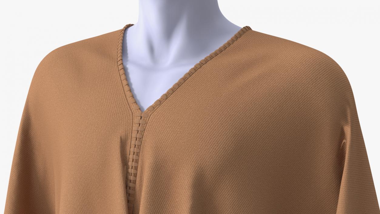 3D Brown Striped Poncho on Mannequin model