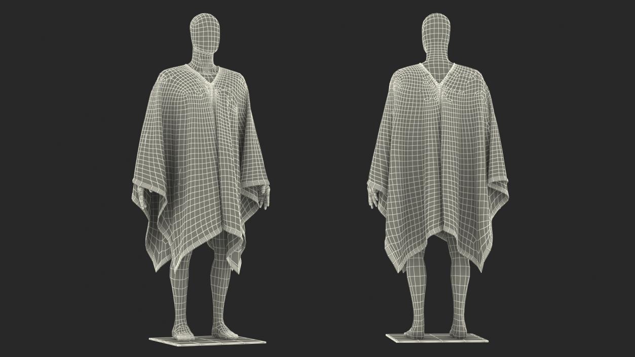 3D Brown Striped Poncho on Mannequin model