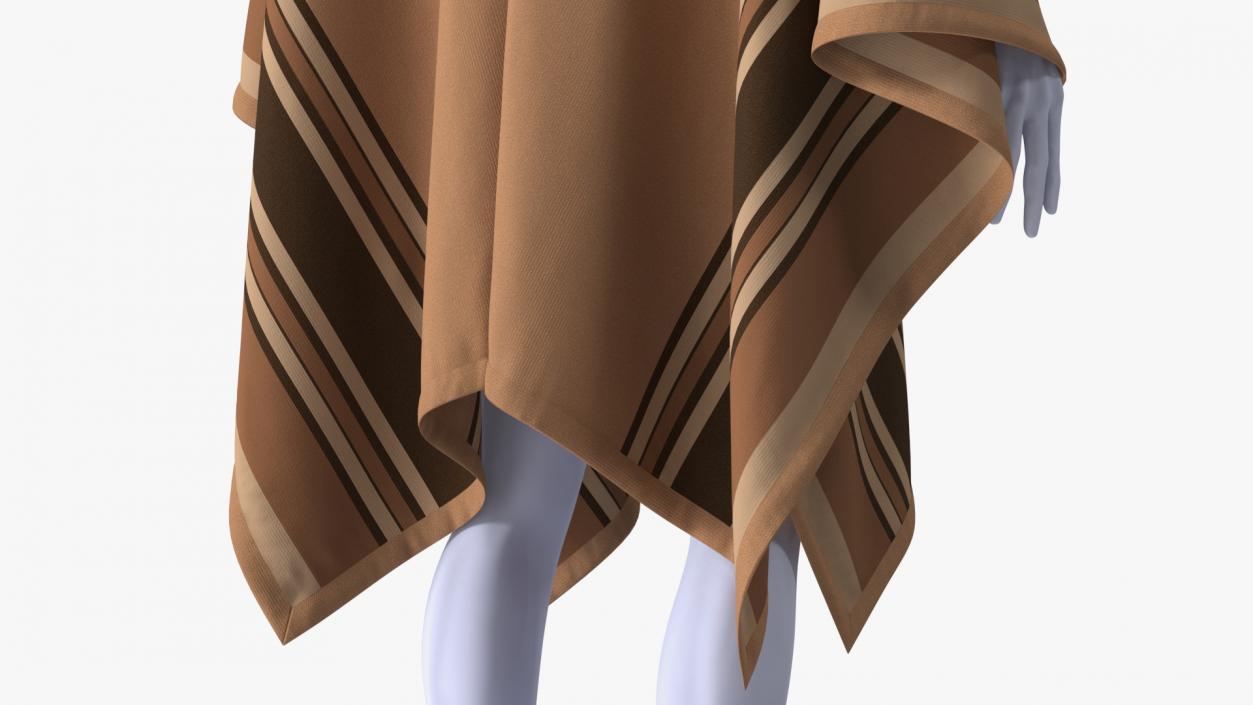 3D Brown Striped Poncho on Mannequin model