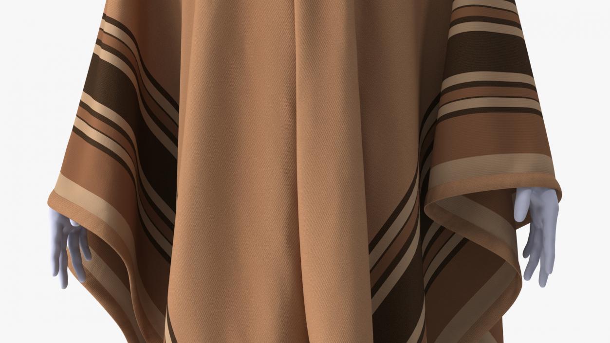 3D Brown Striped Poncho on Mannequin model