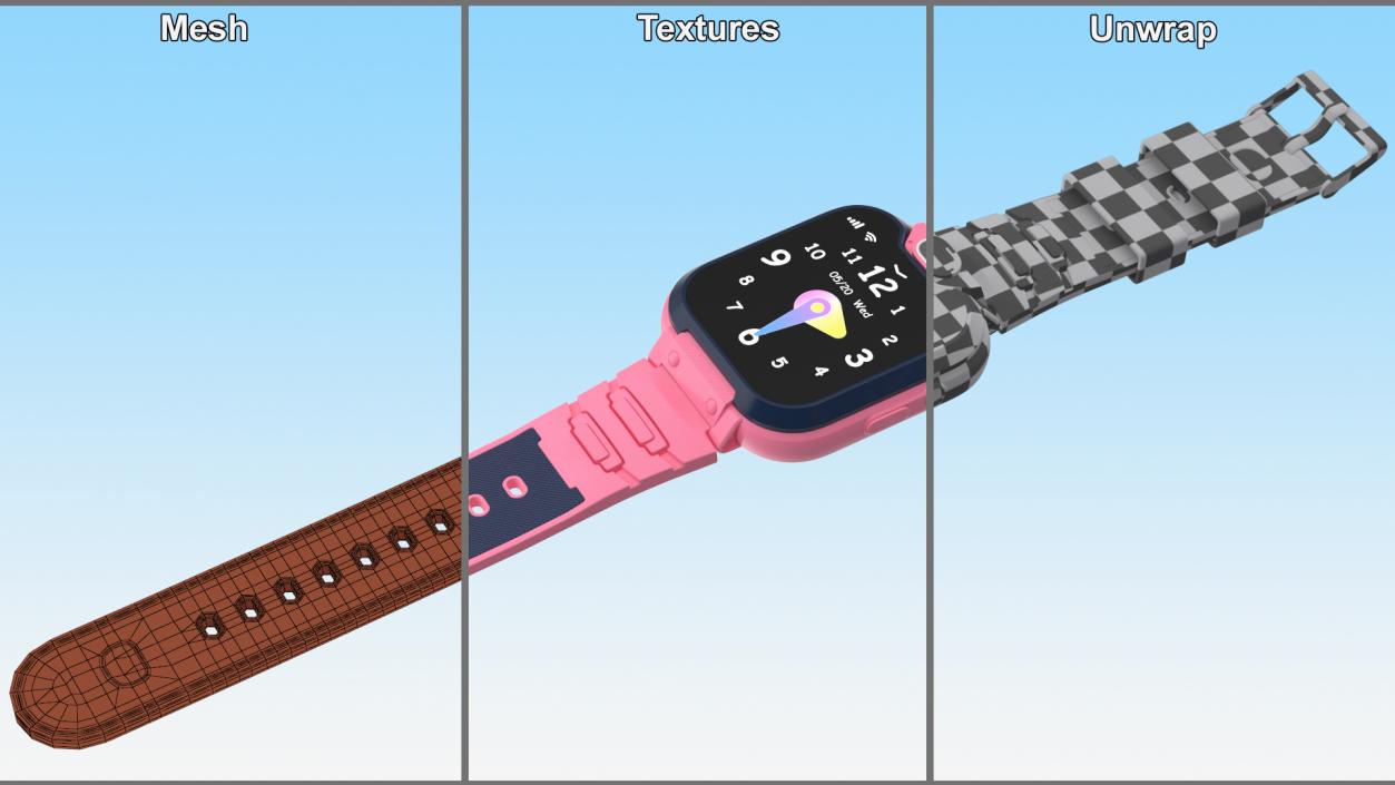 3D Kids Smartwatch Phone Pink