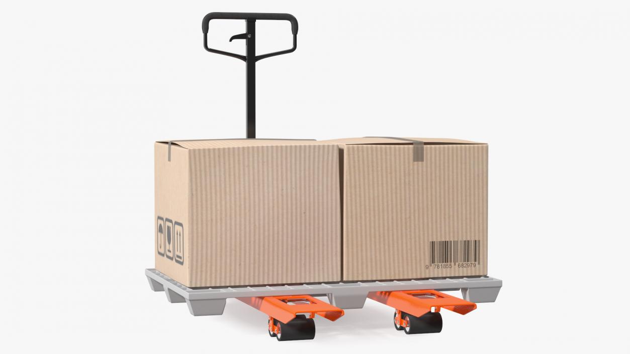 3D Lion Premium Hand Pallet Truck with Boxes Rigged model